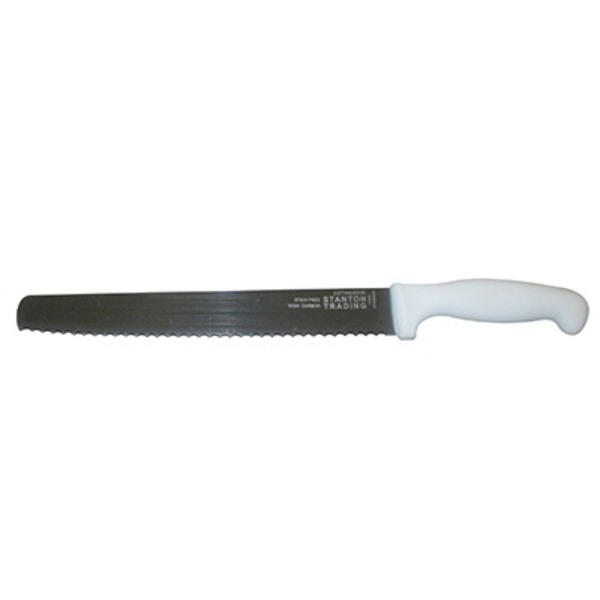 Stanton Trading Slicer Knife10" WhitePP handle serrated edge, high-carbonsteel KNV-SLCSER10-WH
